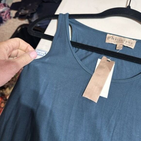 NWT Philosophy Tank Maxi Dress Dark Teal T-Shirt Dress Size XS Solid blue - Picture 7 of 11
